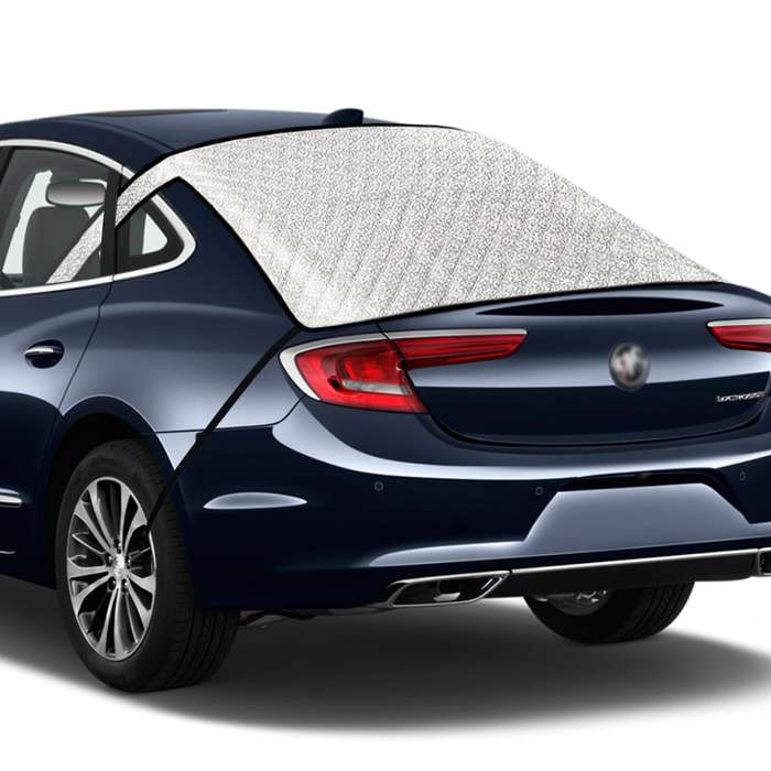 White - Car Rear Windshield Snow Cover 4-Layer For Winter Snow Frost Removal With Magnetic Edge And