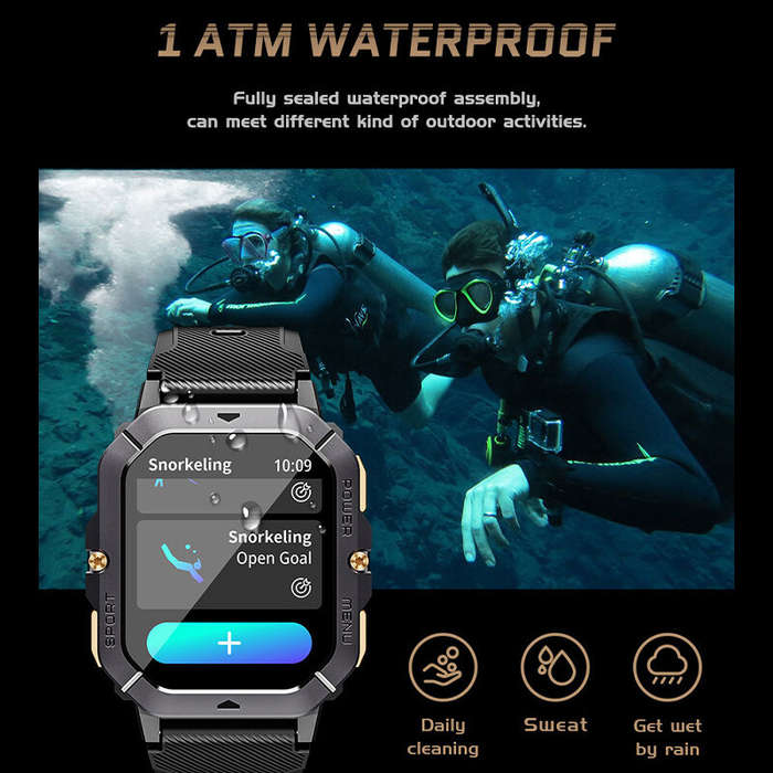 Green - LEMFO C28 2.02-inch HD Screen 410mAh Battery bluetooth Call Heart Rate Blood Pressure Blood