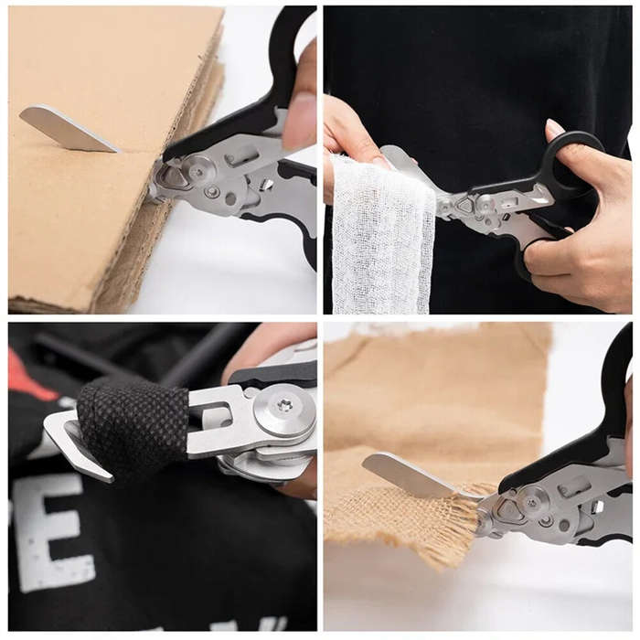 Orange - IPRee Foldable Tactical Medical Scissor Emergency Rescue Shear First Aid Kit Scissors Plier