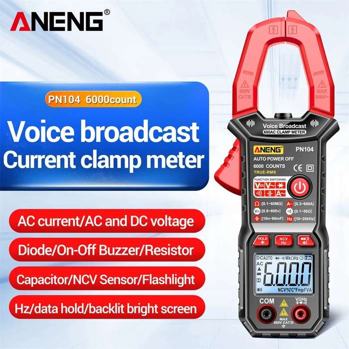 ANENG PN104 Clamp Meter AC Current Voice Broadcast Multimeter AC DC Voltage Tester Car Amp Hz Capaci