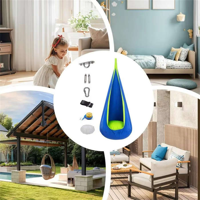 Green - IPRee Portable Children's Sensory Hanging Chair Hammock Portable Parachute Swing Bed With In