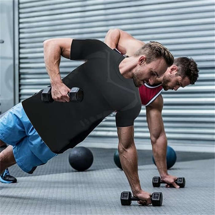 M - TENGOO Tight Sports Shirt Shaping Shirts Quick Drying Polyester Multifunctional Comfortable T-Sh