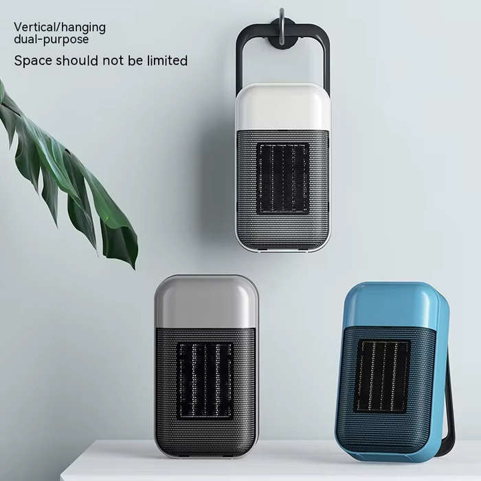 Grey - Portable Heater 500W PTC Heating Technology Intelligent Switch Compact Size Desktop Heater fo