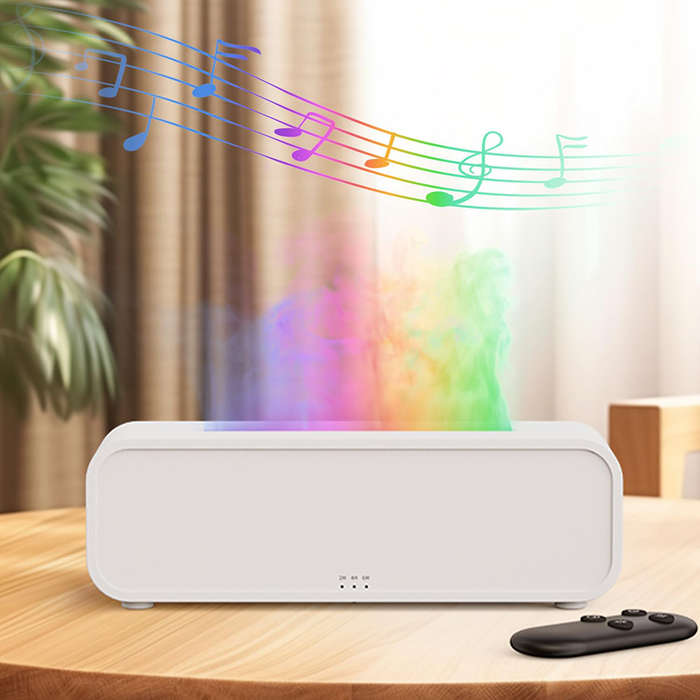White - Tevorex 250ML Colorful Flame Aromatherapy Diffuser Dynamic Fire Flame Cool Mist Humidifier w