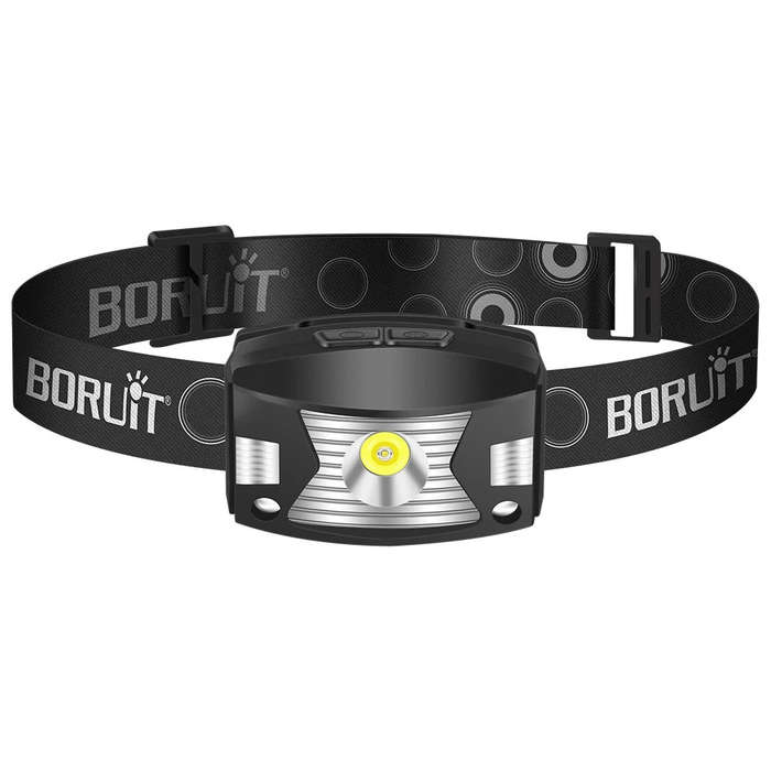 Black - BORUiT G7 LED Motion Sensor Mini Headlamp Type-C Rechargeable Headlight Red Warning Light He