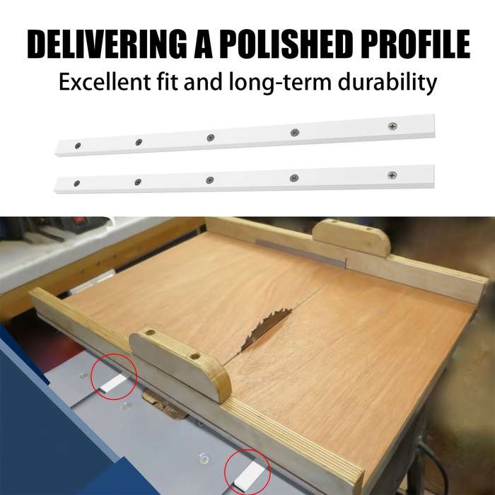 White - 2PCS Table Saw Crosscut Sled Miter Bars with Pre-drilled Holes 3/4" x 3/8" x 17" Precise Woo