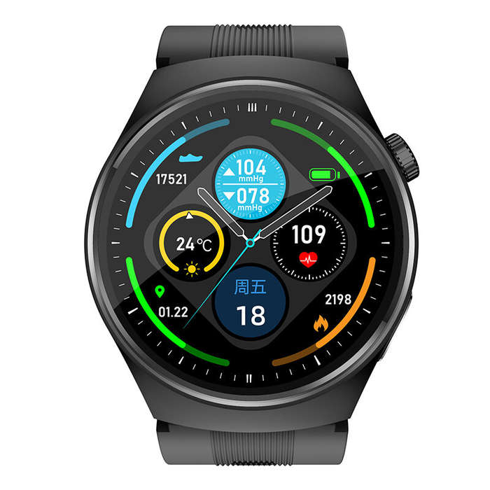 Black - S28 1.39inch HD Screen Air Pump Airbag Type NFC bluetooth Call Heart Rate Blood Pressure Blo