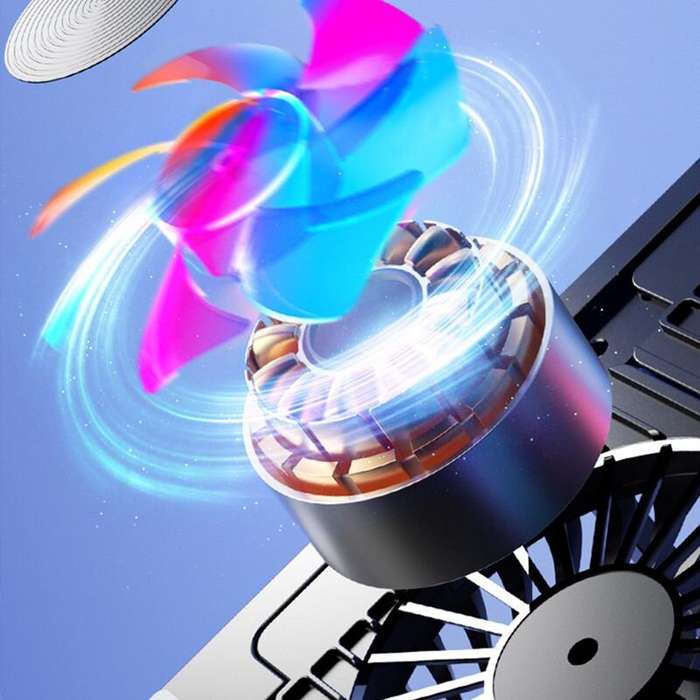 Silver - Foldable Alloy Laptop Stand with RGB Lights Silent 4-Fan Design for Portable Gaming Noteboo