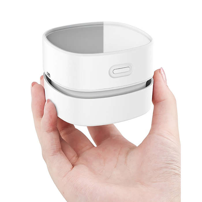 White - Portable Mini USB Rechargeable Vacuum Cleaner Compact Desktop Sweeper For Keyboards, Offices