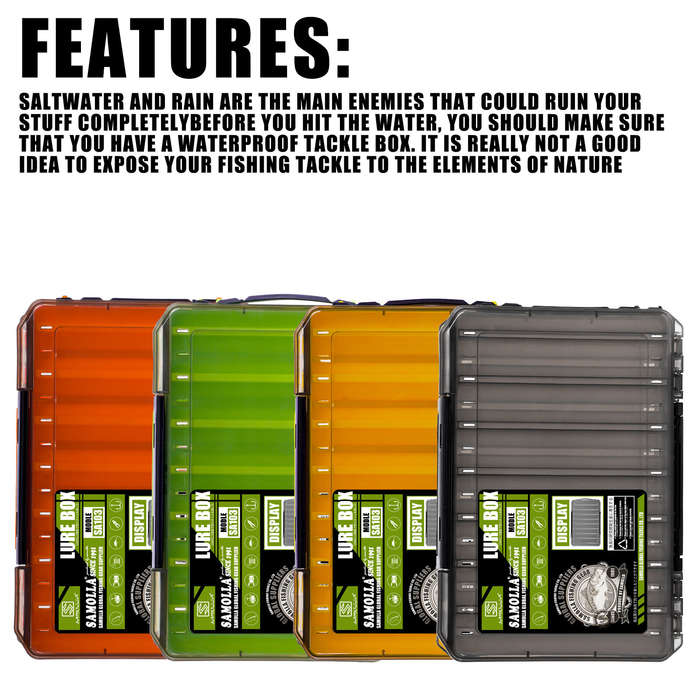 Black - SAMOLLA 10 Compartments Small Double Fishing Tackle Box Portable Handle Lure Baits Container