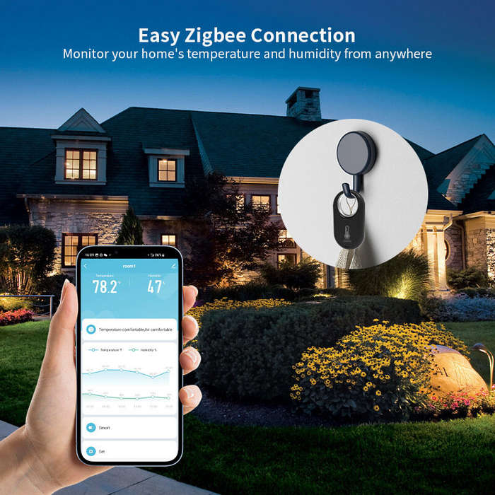 Tuya Zigbe Hanging Temperature Humidity Sensor Removeable Smart Life Thermometer Detector Voice Cont