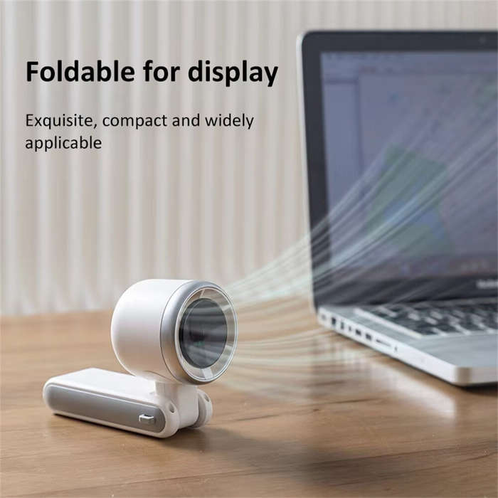 White - IPRee Handheld Mini Electric Fan Turbo Foldable Portable Neck Hanging Fans 5 Speed Rechargea