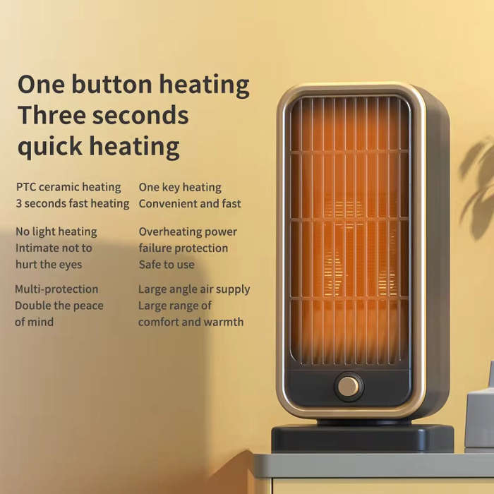 US - 500W Electric Portable Heater PTC Ceramic Fast Space Heater Overheating Tip Over Protection 3S