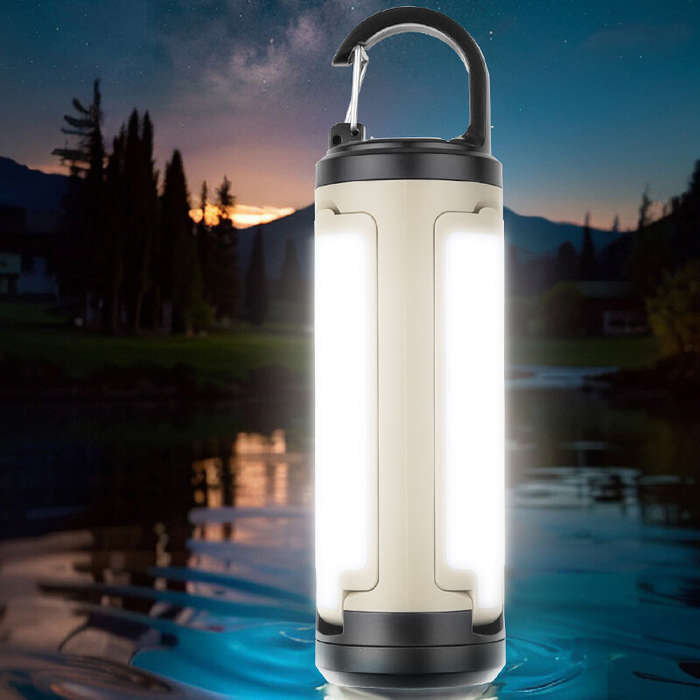 Khaki - IPRee USB Rechargeable Flashlight Powerful 1200mAh Mini LED Camping Lanterns Warm White Ligh