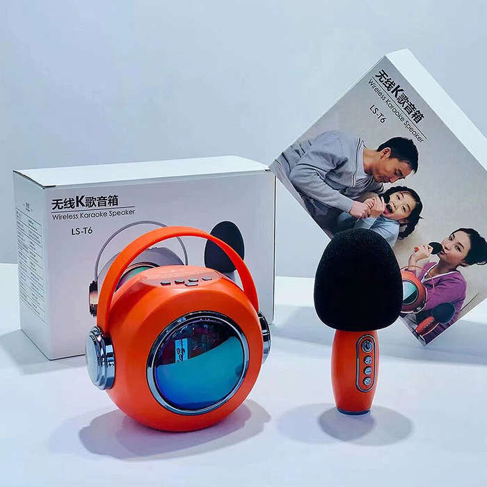 with One Microphone - Wireless bluetooth Speaker with Microphone LED Light 2000mAh Portable Karaoke