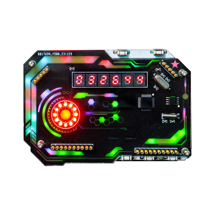 Unassemble Kit - DIY Desktop Digital Clock Electronic Kit Colorful LED Display Type-C Power Supply R