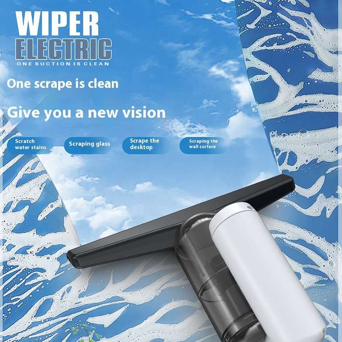 White - 5-IN-1 Window Cleaner Glass Scraper Wiper Strip Wireless Portable Handheld Powder Vacuum Cle