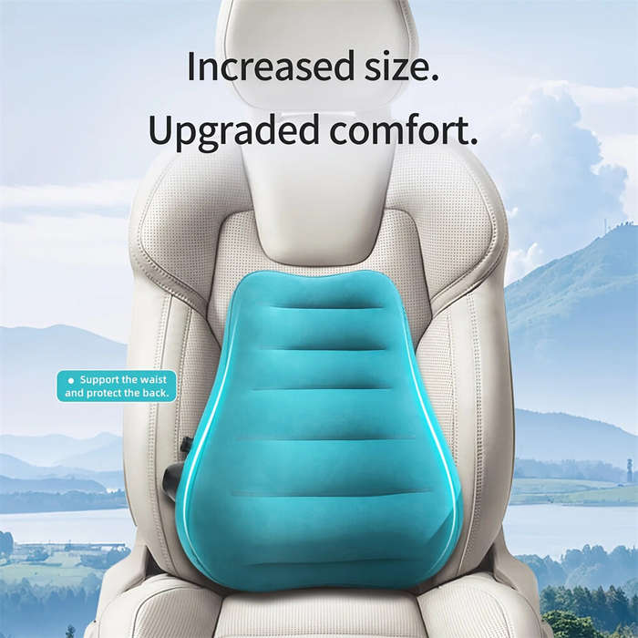 Grey - IPRee Ergonomic Inflatable Lumbar Support Pillow, Press Type Cushion, Enhances Back Comfort D