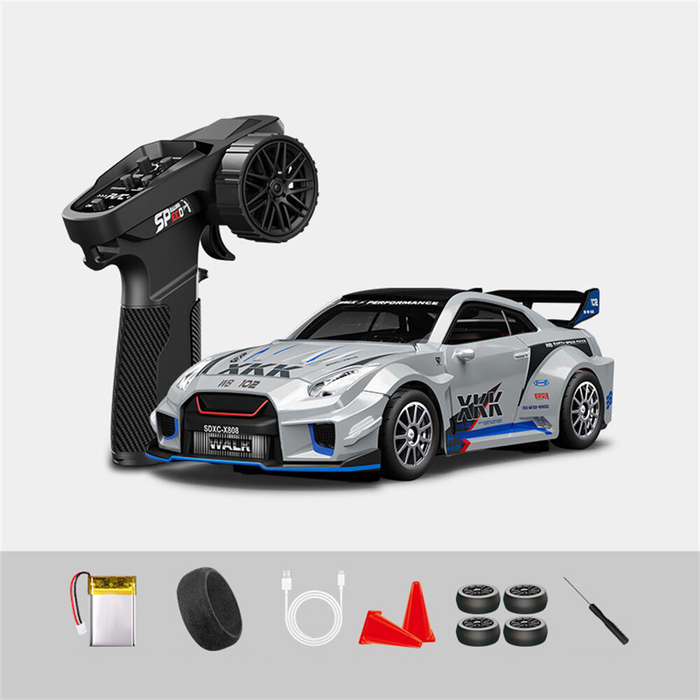 Silver - Hstar D43-02 RTR 1/43 2.4G 4WD Drift RC Car Gyro Mini Full Proportional Alloy Body Shell LE