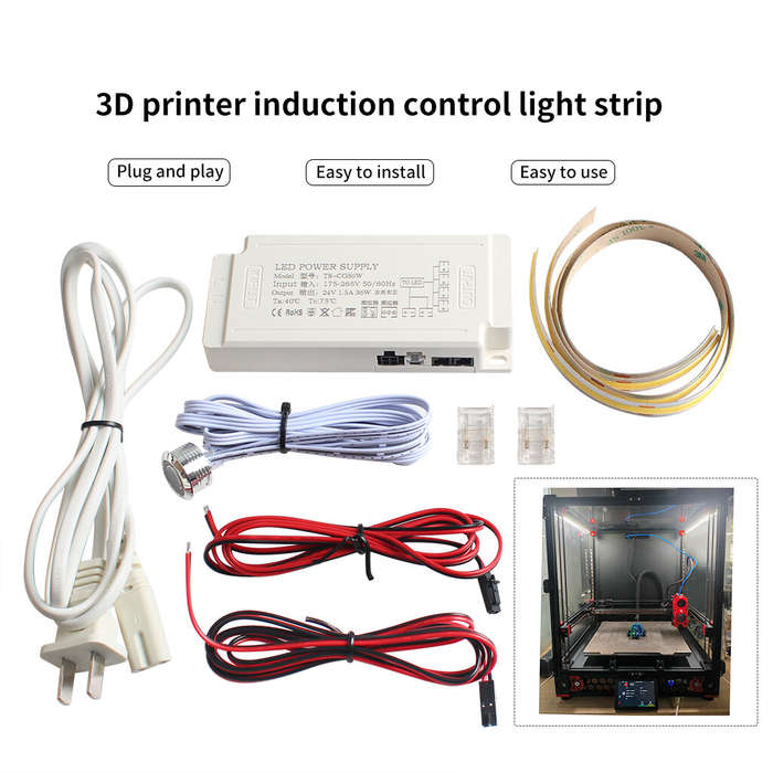 Full Kit - 3D Printer Sensor Control LED Light Strip 3D Printer COB LED Light Bar Strip for VORON 2.