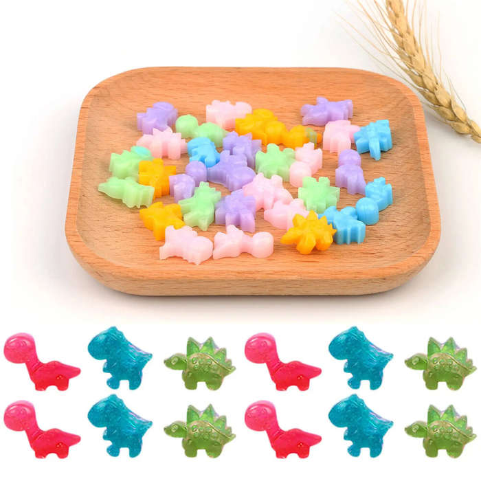 Purple - 48 Holes Silicone Dinosaur Mold Non Stick Easy Release Candy Chocolate Gummy Baking Molds