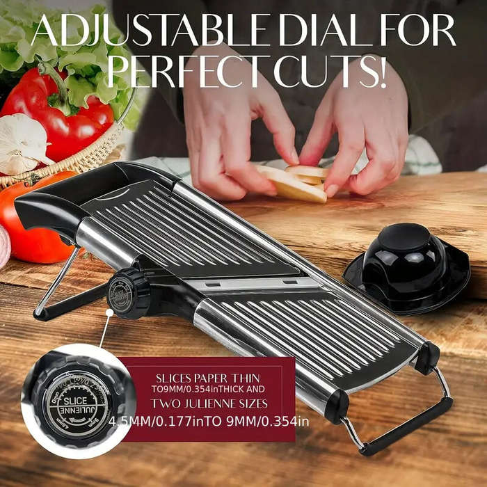 Silver - Multifunctional Vegetable Cutter Grater Food Slicer Adjustable Thickness for Cheese Fruits