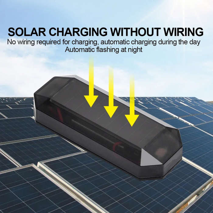 Red+Blue - Car Mini LED Solar Warning Light Night Security Simulated Alarm Alarm Wireless Anti-theft