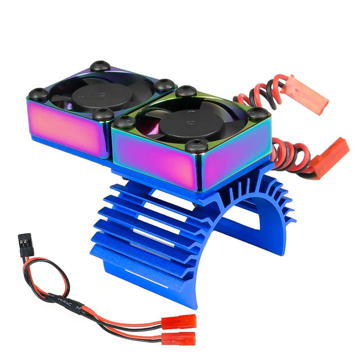 Red - Upgraded Metal Motor Cooling Dual Fan Heatsink Radiator for 36mm 380 540 550 3650 Brushed Brus