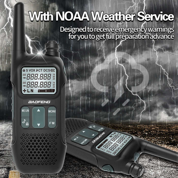 US Plug - 2PCS Baofeng GM-T8 Walkie Talkie 54 GMRS Channels 11 NOAA Weather Alerts 260 Privacy Codes