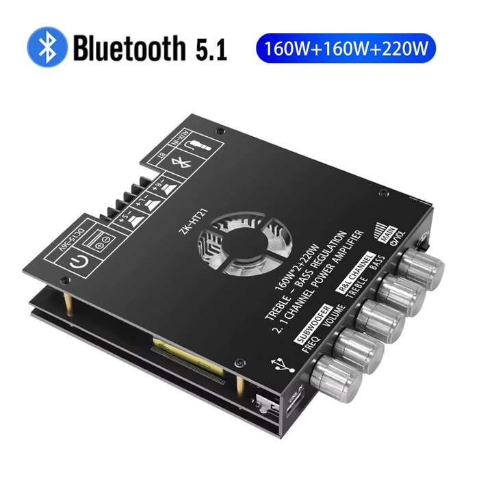 Black - ZK-HT21 TDA7498E 2.1 Channel bluetooth 5.0 Power Amplifier Module 160Wx2+220W Subwoofer High