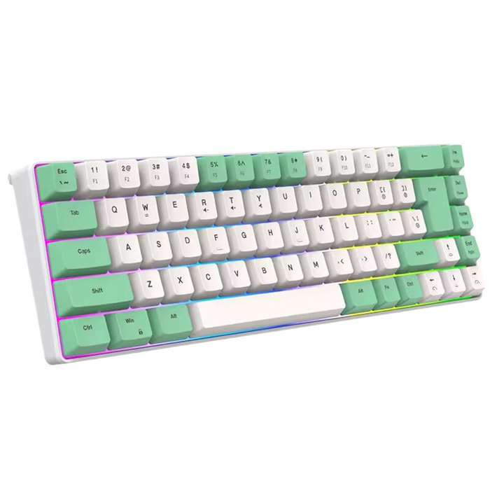 Grey/White - Y-FRUITFUL K701 68 Keys Mechanical Keyboard Type-C Wired RGB Backlit Double Injection K