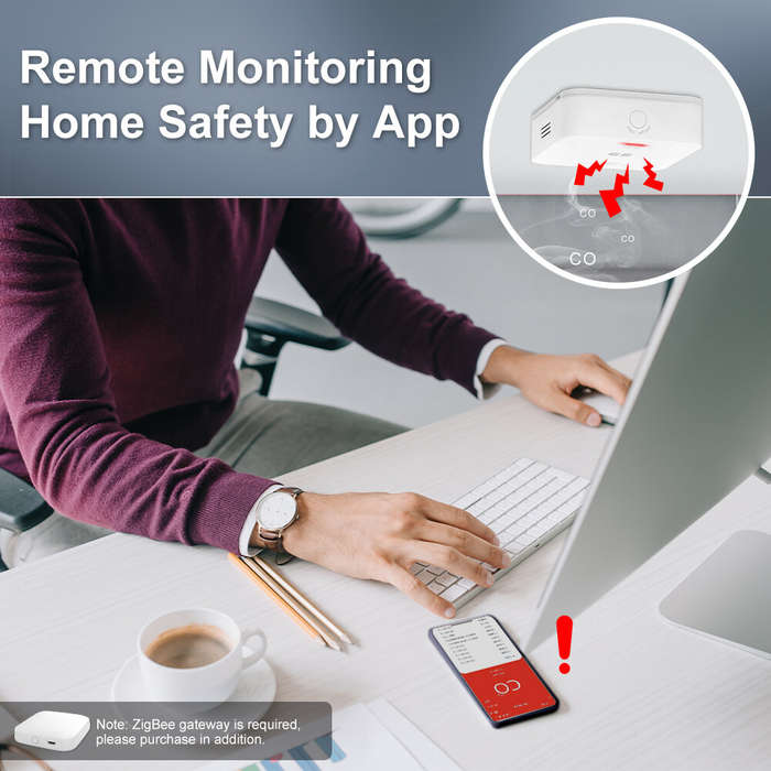 White - MOES Tuya CO Detector Alarm Gas Leak Carbon Monoxide Detector Wireless Household Gas Siren A