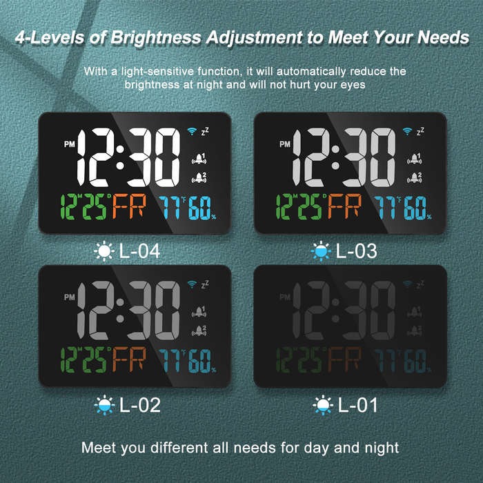 Orange - AGSIVO LED Wifi Digital Alarm Clock With Calendar Intelligent Update with Remote Control /
