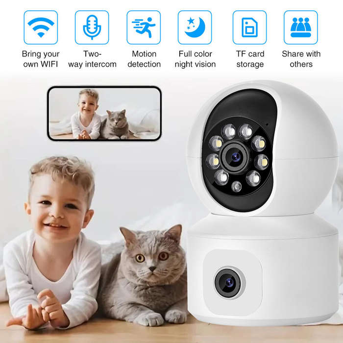 K22 2MP PTZ IP Security Camera Dual Lens Dual Screen WiFi Wireless Full Color Night Vision Humanoid