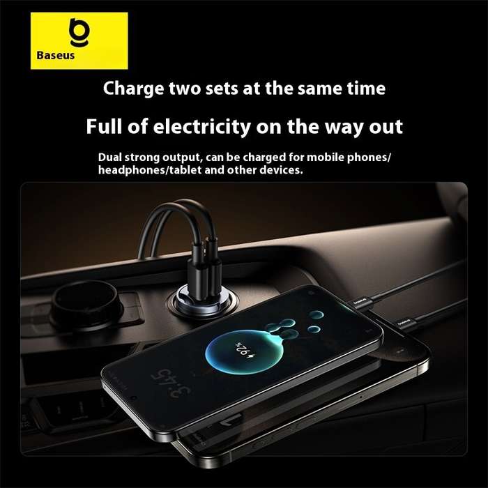 USB-A+USB-C - Baseus 30W 2-Port USB PD Car Charger Adapter USB-C+USB-C PD QC SCP FCP AFC Fast Chargi