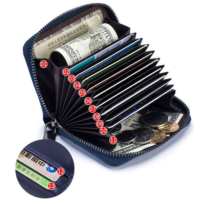 Coffee - BULLCAPTAIN Genuine Leather Wallet for Men Multi Card Slot ID & Credit Card Bag Rfid Protec