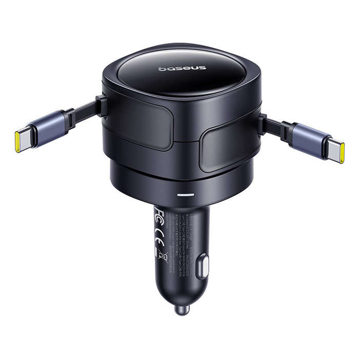 USB-C+USB-C - Baseus BSCC-TX-0-CC 60W 2-Port USB PD Car Charger Adapter Built-in Type-C+Type-C Retra