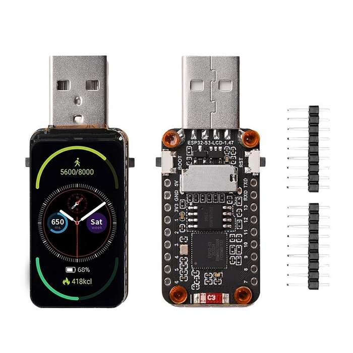Black - ESP32-S3 1.47-inch LCD Development Board 2.4GHz WiFi bluetooth BLE 5 Dual Core 16MB Flash RG