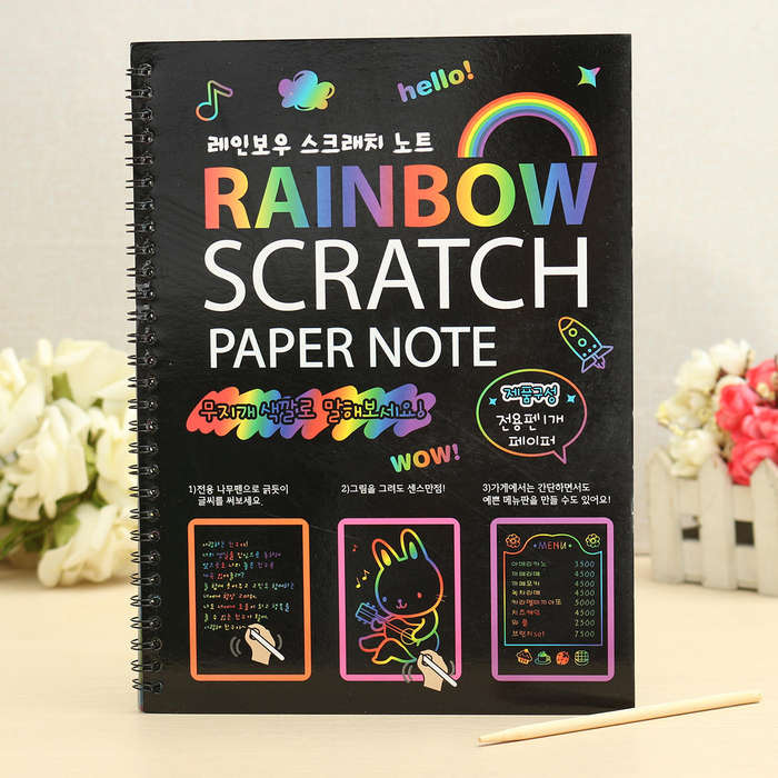 Wholesale 5PCS Funny Scratch Painting Notebook DIY Drawing Toy Big Blow Children Paper Art Education