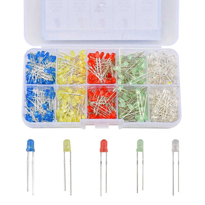 Multicolor - 500PCS 3MM LED Diodes Set Multi-Color Red Green Blue Yellow White Clear Lens Round LED