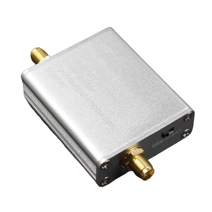 White - HT004 Full Band Amplifier Preamplifier 100k-6GHz 20dB Gain 5V Ultra-Low Noise 50 Ohm SMA Con