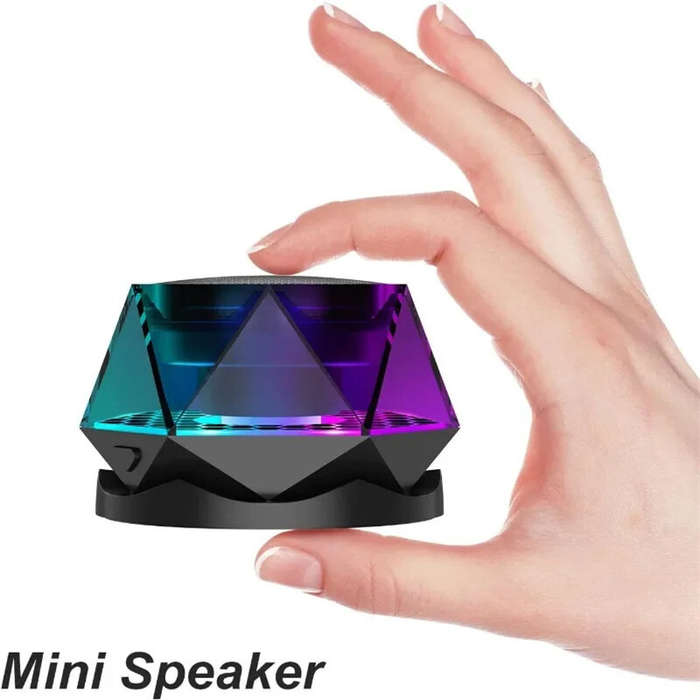 Black - HS-001Y Mini Magnetic Base bluetooth Speaker Portable Subwoofer Speaker Stereo Sound RGB Lig