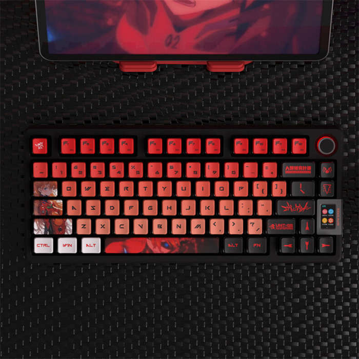 Red - SPYSELF 122 Keys EVA Asuka PBT Pudding Keycap Set OEM Profile Five-sided Sublimation Transluce