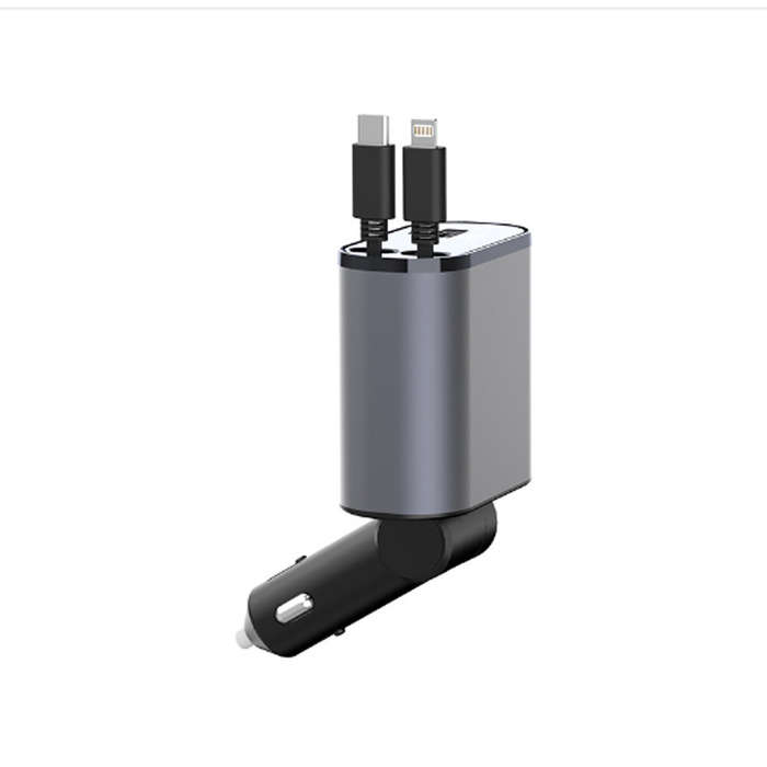 Dual Lightning - Retractable Car Charger 60W 4 in 1 Super Fast Charge Car Phone Charger Retractable