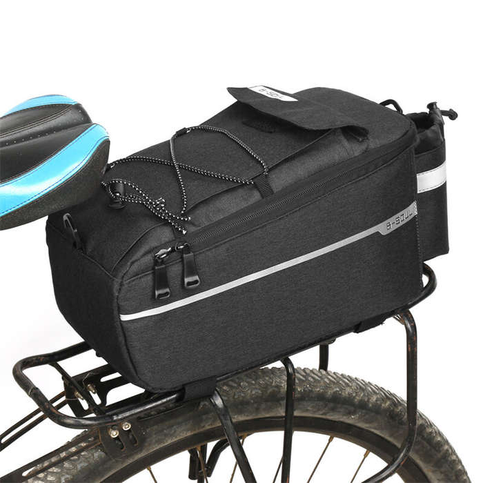 Black - B-SOUL Bicycle Rear Seat Bag Waterproof Pannier Trunk Bags Back Rack Rear Seat Bag Multifunc