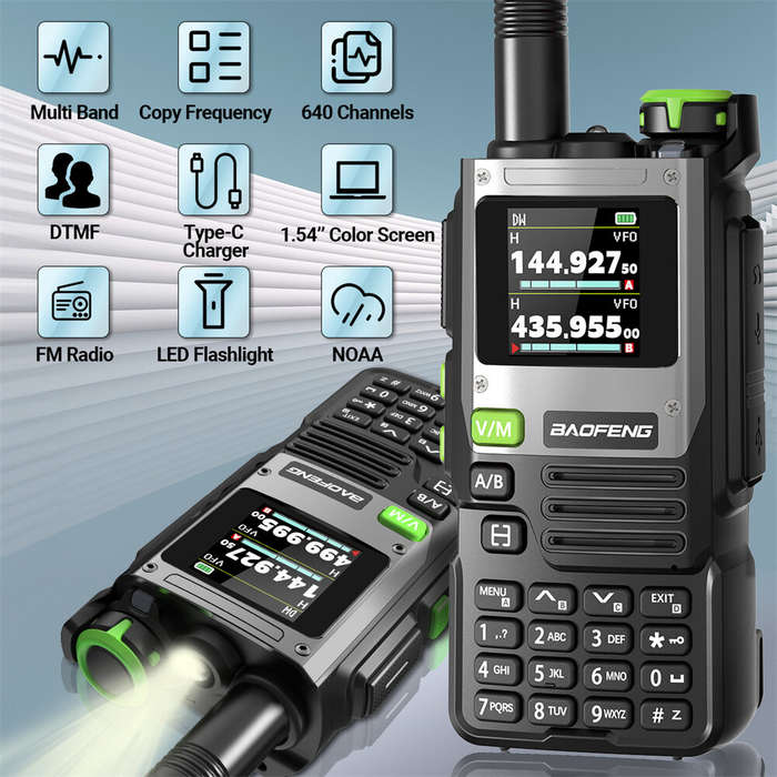 Black - BAOFENG UV-K61 PRO All-Band Two-Way Radio 640 Channels Voice-Activated NOAA Weather Stations
