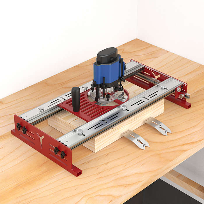 Red - ENJOYWOOD Trimming Router Base Trimming Machine Workbench Base Adjustable Slider Aluminum Allo