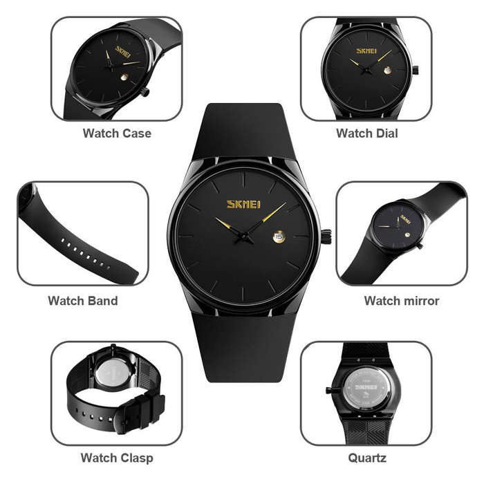 Blue - SKMEI Men's Quartz Watch Waterproof Small Dial Date Calendar Simple Fashion Sports Watch for
