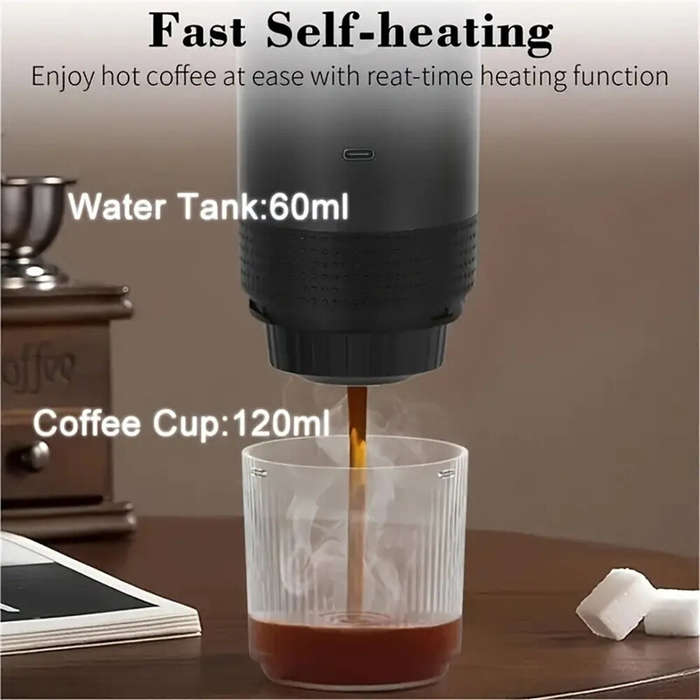 Silver - IPRee Portable Wireless Electric Espresso Coffee Machine For Travel Car Home Camping Coffee