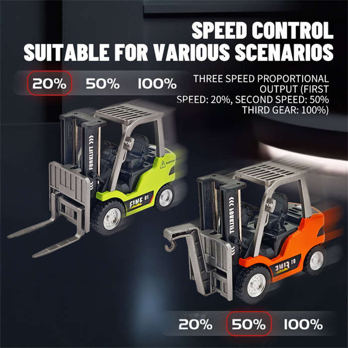 Blue - TRASPED HG4-244 RTR 1/64 2.4G Mini RC Car Alloy Forklift with Trailer Remote Control LED Ligh